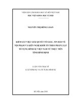 Kiểm sát việc giải quyết tố giác, tin báo về tội phạm và kiến nghị khởi tố theo pháp luật tố tụng hình sự Việt Nam từ thực tiễn tỉnh Bình Định (Luận văn thạc sĩ)