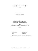 Đánh giá việc thực hiện quyền của người sử dụng đất tại thành phố bắc ninh, tỉnh bắc ninh 