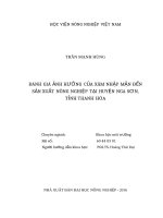 Đánh giá ảnh hưởng của xâm nhập mặn đến sản xuất nông nghiệp tại huyện nga sơn, tỉnh thanh hóa 