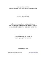 Tăng cường quản lý rủi ro tín dụng tại ngân hàng thương mại cổ phần đầu tư và phát triển việt nam, chi nhánh phú thọ 