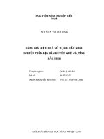 Đánh giá hiệu quả sử dụng đất nông nghiệp trên địa bàn huyện quế võ, tỉnh bắc ninh 