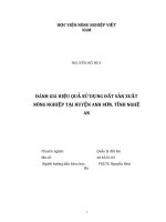 Đánh giá hiệu quả sử dụng đất sản xuất nông nghiệp tại huyện anh sơn, tỉnh nghệ an 