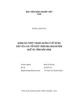 Đánh giá thực trạng quản lý sử dụng đất của các tổ chức trên địa bàn huyện quế võ, tỉnh bắc ninh 