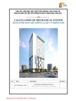Bảng tính toán hệ thống lạnh và thông gió  toà nhà 25 tầng ford thăng long ACMV
