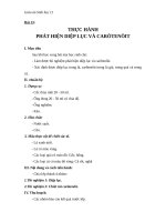 Giáo án Sinh học 11 bài 13: Thực hành phát hiện diệp lục và carôtenôit