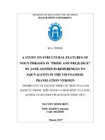 A study on structural features of noun phrases in “pride and prejudice” by jane austen in reference to equivalents in the vietnamese translation version 