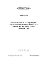 Hoàn thiện đề án xác định vị trí việc làm đối với cán bộ phòng, ban trường đại học hùng vương, tỉnh phú thọ 
