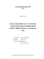 Đánh giá hoạt động cho vay khách hàng cá nhân tại ngân hàng thương mại cổ phần kỹ thương việt nam   chi nhánh hà nam 