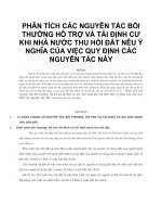 PHÂN TÍCH các NGUYÊN tắc bồi THƯỜNG hỗ TRỢ và tái ĐỊNH cư KHI NHÀ nước THU hồi đất nêu ý NGHĨA của VIỆC QUY ĐỊNH các NGUYÊN tắc này
