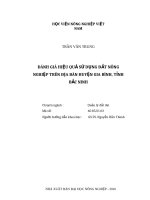 Đánh giá hiệu quả sử dụng đất nông nghiệp trên địa bàn huyện gia bình, tỉnh bắc ninh 