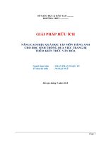 NÂNG CAO HIỆU QUẢ HỌC TẬP MÔN TIẾNG ANH  CHO HỌC SINH THÔNG QUA VIỆC TRANG BỊ  THÊM KIẾN THỨC VĂN HÓA