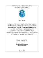 A study on english and vietnamese idioms relating to women from a cross cultural perspective 
