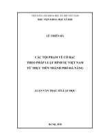 Các tội phạm về cờ bạc theo pháp luật hình sự Việt Nam từ thực tiễn thành phố Đà Nẵng (Luận văn thạc sĩ)