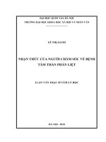 Nhận thức của người chăm sóc về bệnh tâm thần phân liệt 
