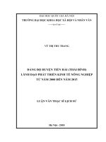 Đảng bộ huyện tiền hải (thái bình) lãnh đạo phát triển kinh tế nông nghiệp từ năm 2000 đến năm 2015 