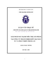 Giải pháp đẩy mạnh tiêu thụ sản phẩm tại công ty trách nhiệm hữu hạn đầu tư và phát triển tràng an 