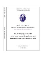 Hoàn thiện quản lý chi ngân sách nhà nước trên địa bàn thành phố tam điệp, tỉnh ninh bình 