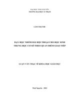 Dạy học nhóm bài hội thoại cho học sinh trung học cơ sở theo quan điểm giao tiếp 