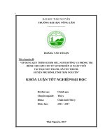 Áp dụng quy trình chăm sóc, nuôi dưỡng và phòng trị bệnh ở lợn con từ sơ sinh đến 21 ngày tuổi tại trại lợn non tranh, xã tân thành   huyện phú bình   tỉnh thái nguyên 