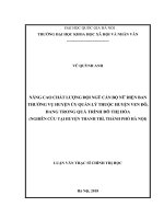 Nâng cao chất lượng đội ngũ cán bộ nữ diện ban thường vụ huyện ủy quản lý thuộc huyện ven đô, đang trong quá trình đô thị hóa nghiên cứu tại huyện thanh trì, thành phố hà nội 
