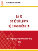Bài 10 cơ sở dữ liệu và hệ thống thông tin