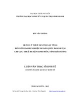 Quản lý thuế giá trị gia tăng đối với doanh nghiệp ngoài quốc doanh tại chi cục thuế huyện kinh môn, tỉnh hải dương 