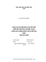 Đánh giá của hộ nông dân về thực hiện hỗ trợ nông nghiệp trong chính sách giảm nghèo tại huyện lạc thủy, tỉnh hòa bình 