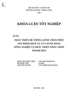 Phát triển hệ thống kênh phân phối sản phẩm dịch vụ của ngân hàng nông nghiệp và phát triển nông thôn thanh hóa 