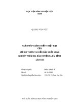 Giải pháp giảm thiểu thiệt hại của rủi ro thiên tai đến sản xuất nông nghiệp trên địa bàn huyện sapa, tỉnh lào cai 