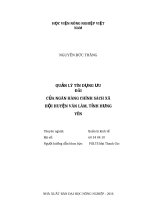 Quản lý tín dụng ưu đãi của ngân hàng chính sách xã hội huyện văn lâm, tỉnh hưng yên 