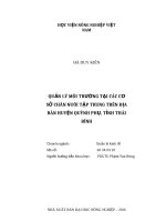 Quản lý môi trường tại các cơ sở chăn nuôi tập trung trên địa bàn huyện quỳnh phụ, tỉnh thái bình 