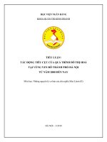 TIỂU LUẬN: TÁC ĐỘNG TIÊU CỰC CỦA QUÁ TRÌNH ĐÔ THỊ HOÁ TẠI VÙNG VEN ĐÔ THÀNH PHỐ HÀ NỘI TỪ NĂM 2000 ĐẾN NAY