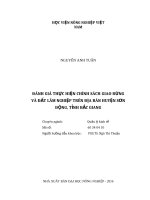 Đánh giá thực hiện chính sách giao rừng và đất lâm nghiệp trên địa bàn huyện sơn động, tỉnh bắc giang 