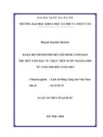 Đảng bộ thành phố hồ chí minh lãnh đạo thu hút vốn đầu tư trực tiếp nước ngoài (FDI) từ năm 1996 đến năm 2015 