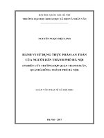 Hành vi sử dụng thực phẩm an toàn của người dân thành phố hà nội nghiên cứu trường hợp tại quận thanh xuân, quận hà đông, thành phố hà nội 