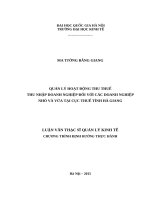Quản lý hoạt động thu thuế thu nhập doanh nghiệp đối với các doanh nghiệp nhỏ và vừa tại cục thuế tỉnh hà giang 
