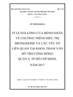 Tỷ lệ hài lòng của bệnh nhân về chương trình điều trị Methadone và các yếu tố liên quan tại khoa tham vấn hỗ trợ cộng đồng quận 8, TP.HCM năm 2017