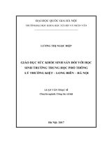 Giáo dục sức khỏe sinh sản đối với học sinh trung học phổ thông lý thường kiệt long biên hà nội 