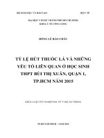 Tỷ lệ hút thuốc lá và những yếu tố liên quan ở học sinh trung học phổ thông Bùi Thị Xuân, Quận 1, TP.HCM