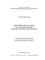 Hoàn thiện công tác quản lý ngân sách nhà nước tại huyện tam đảo, tỉnh vĩnh phúc 
