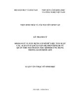 Khảo sát và xây dựng cơ sở dữ liệu tần suất các alen của 15 locus gen hệ identifiler từ quần thể người dân tộc khmer ứng dụng trong giám định ADN 