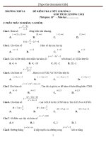 ĐỀ KIỂM TRA 1 TIẾT CHƯƠNG I GIẢI TÍCH 12 (NÂNG CAO)