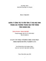 Quản lý công tác tư vấn tâm lý cho học sinh trong các trường trung học phổ thông tỉnh khánh hòa (tt) 