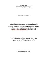 Quản lý hoạt động giáo dục bình đẳng giới cho học sinh các trường trung học phổ thông huyện phong điền, tỉnh thừa thiên huế  (tt) 