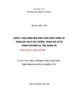 Quản lý hoạt động ứng dụng công nghệ thông tin trong dạy học ở các trường THCS thành phố đông hà tỉnh quảng trị  (tt) 