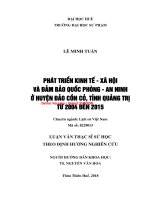 Phát triển kinh tế   xã hội và đảm bảo quốc phòng   an ninh ở huyện đảo cồn cỏ, tỉnh quảng trị (2004   2015)  (tt) 
