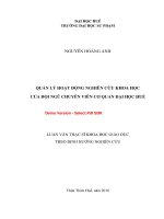 Quản lý hoạt động nghiên cứu khoa học của đội ngũ chuyên viên cơ quan đại học huế  (tt) 