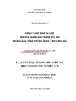 Quản lý hoạt động dạy học của hiệu trưởng các trường tiểu học trên địa bàn thành phố nha trang, tỉnh khánh hòa (tt) 