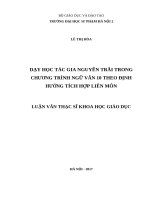 Dạy học tác gia nguyễn trãi trong chương trình ngữ văn 10 theo định hướng tích hợp liên môn 