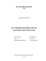 Phát triển sản xuất nấm ăn trên địa bàn huyện lý nhân, tỉnh hà nam 